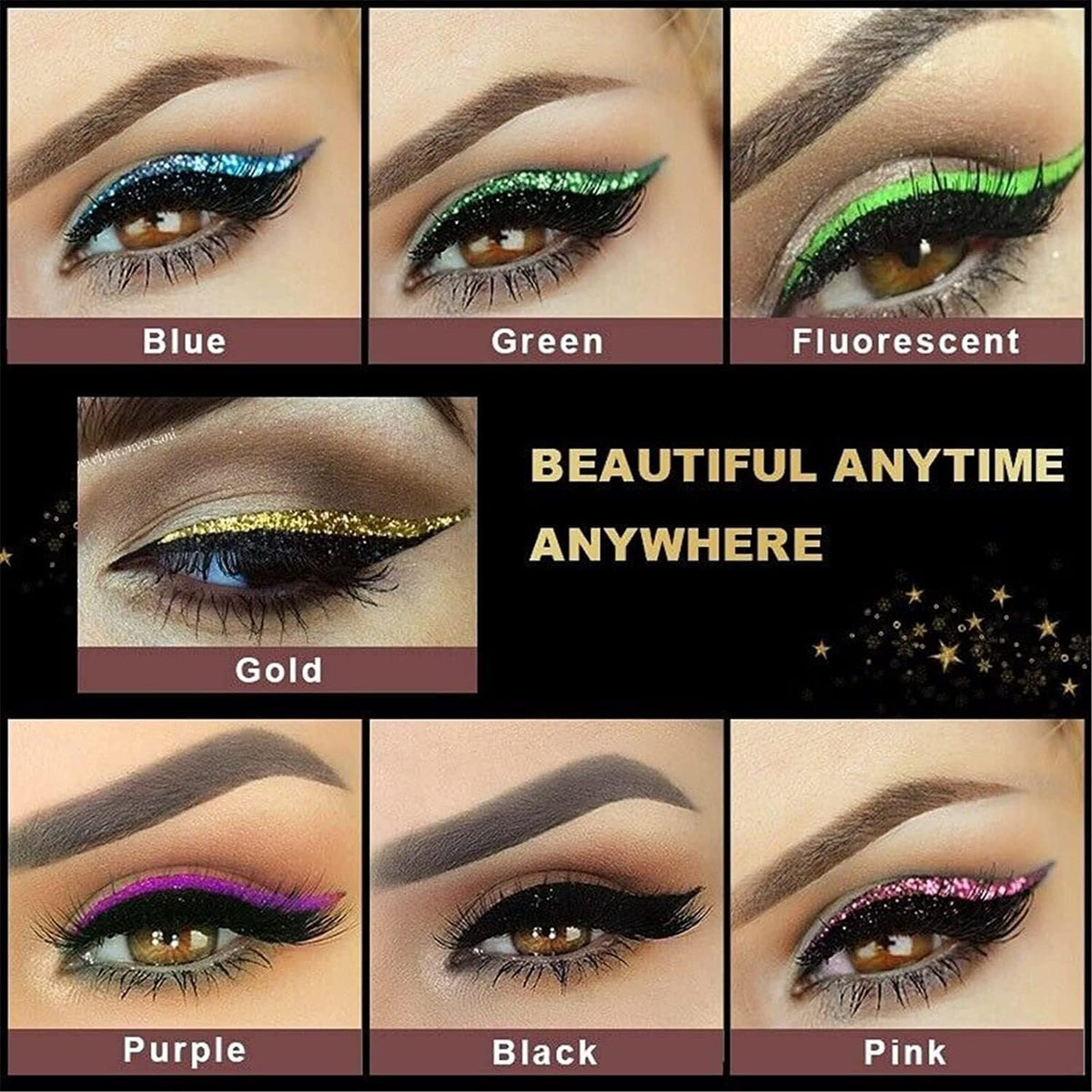 Self-Adhesive Waterproof Glitter Eyelash Sticker (4 Pairs)