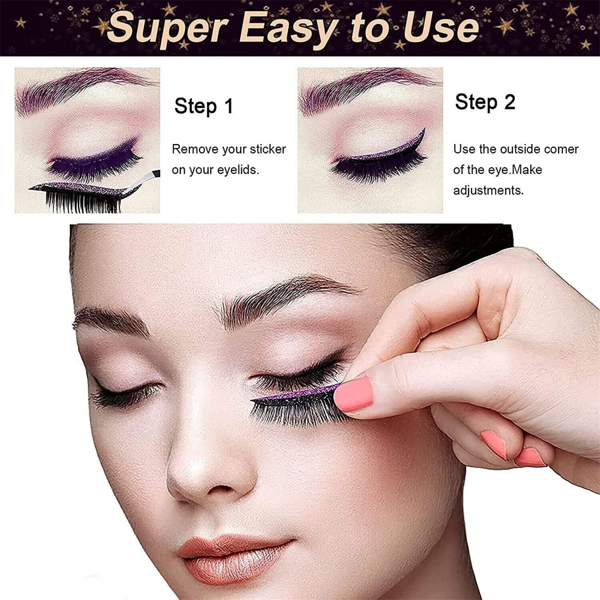 Self-Adhesive Waterproof Glitter Eyelash Sticker (4 Pairs)